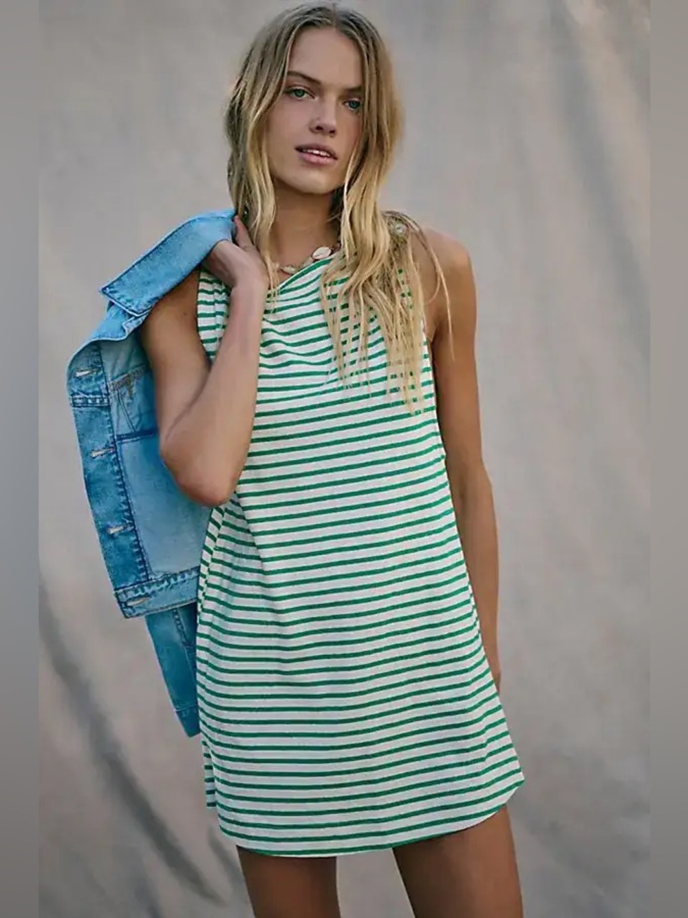 Free People | Sailor Mini Dress | Striped White & Green | Medium | NWT